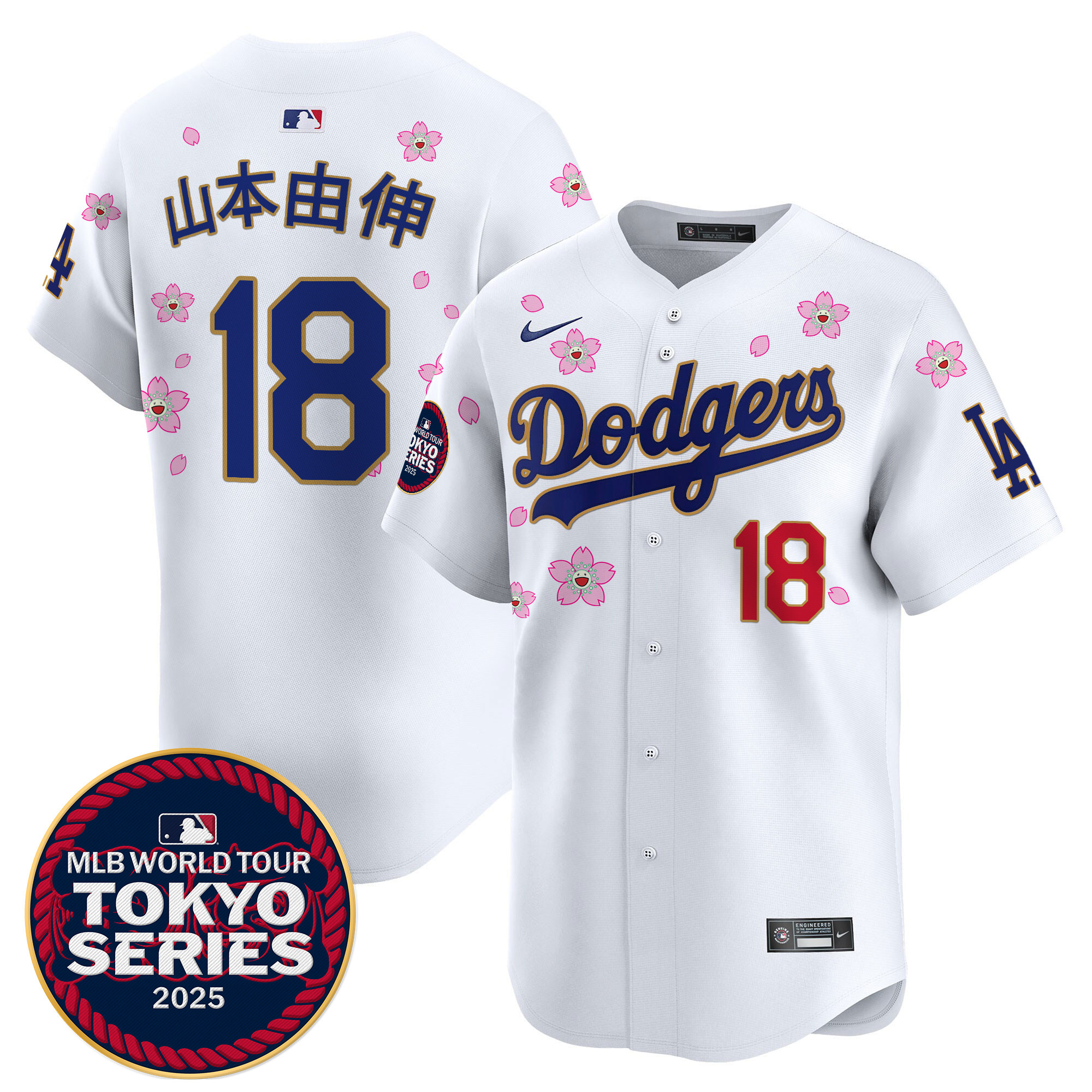 Men Los Angeles Dodgers #18 Yamamoto Tokyo Series  white Limited Stitched 2025 Jersey style 7->los angeles dodgers->MLB Jersey